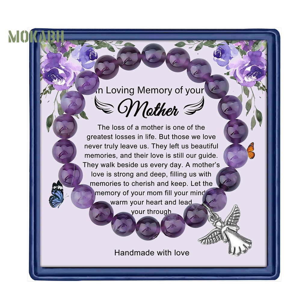 [Mới] Vòng Tay Chuỗi Hạt Màu Tím Mặt Hình Thiên Thần Mạ Điện Phụ Kiện Trang Sức Cho Nữ Granddaughter