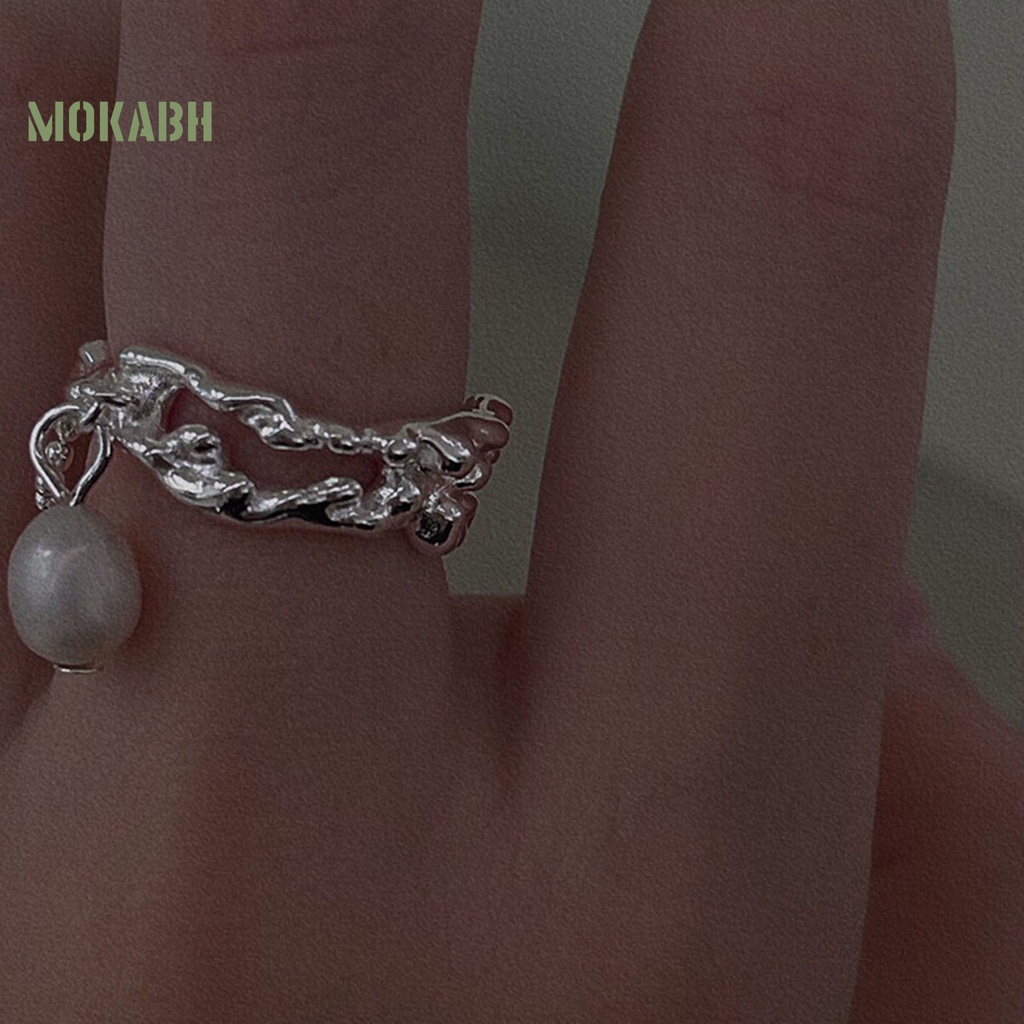 [Mới] Nhẫn Hở Hai Lớp Đính Ngọc Trai Nhân Tạo Mạ Điện Không Cần Điều Chỉnh Trang Sức Hiện Đại Thời Trang Dành Cho Nữ