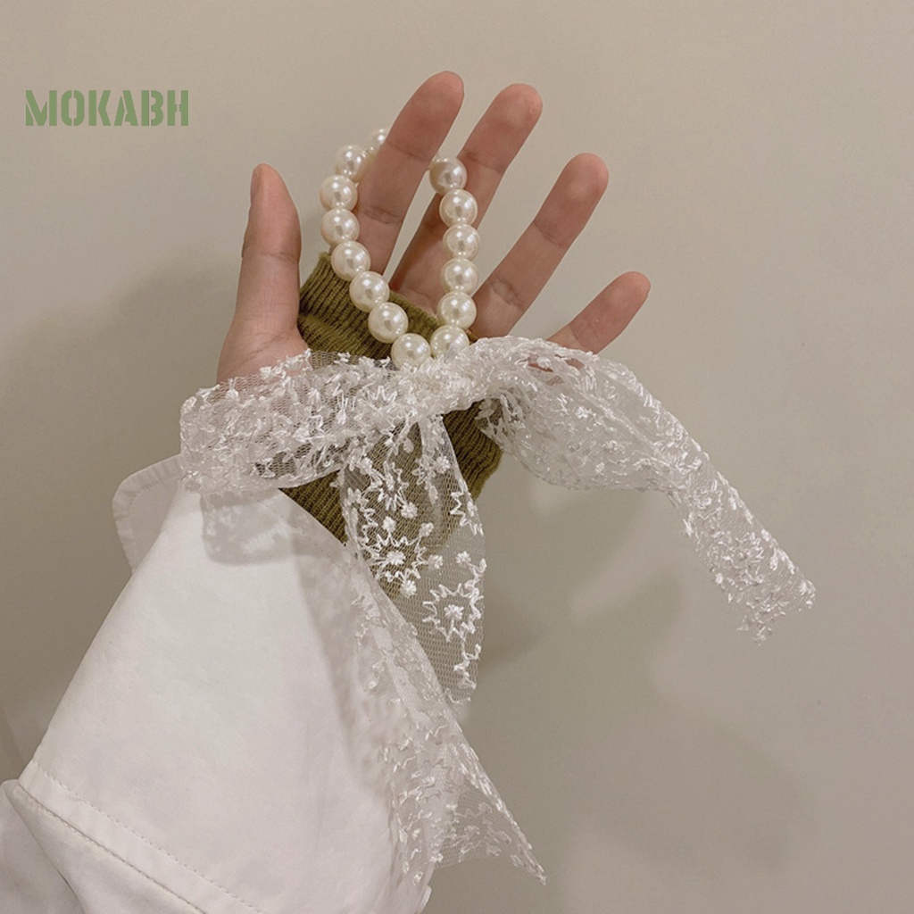 Dây Cột Tóc Đuôi Ngựa Sợi Lưới Đính Ngọc Trai Giả Thanh Lịch