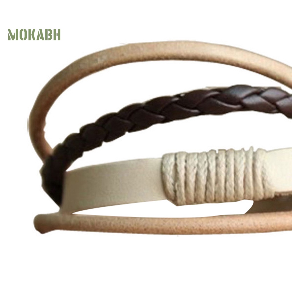 Vòng Tay Giả Da Nhiều Lớp Unisex Đơn Giản Có Thể Điều Chỉnh