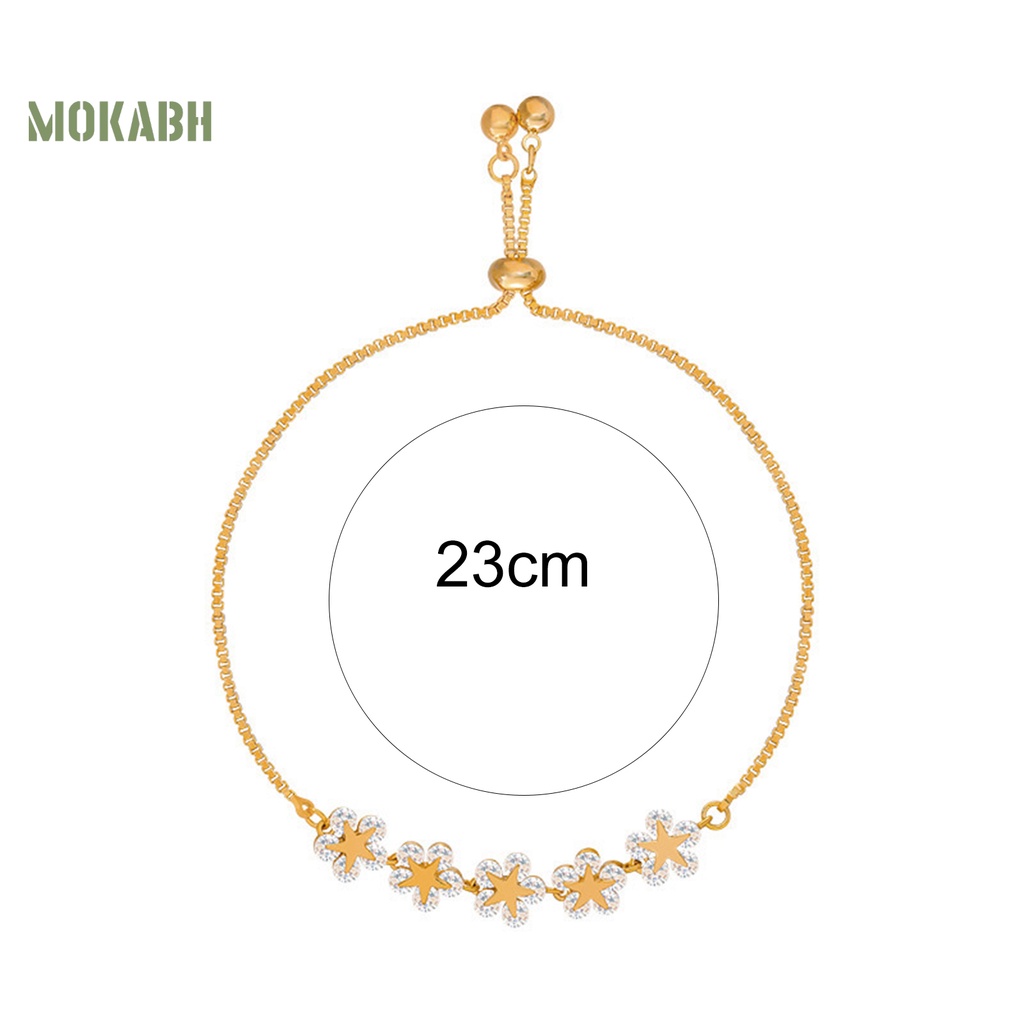 Vòng Đeo Tay Hình Hoa Năm Cánh Đính Đá Zircon Lâu Trôi Tinh Tế Cho Nữ