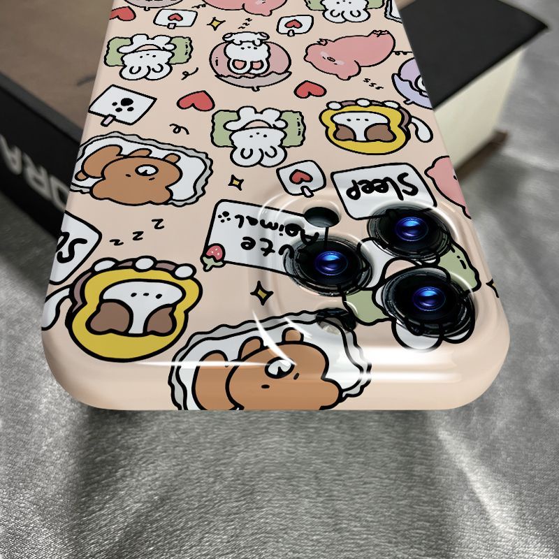 Ốp Điện Thoại Họa Tiết Hoạt Hình Gấu / Thỏ Dễ Thương Cho Iphone Xsmax XS7plus8 iPhone13 / Film 14pro / / xr Apple 1211 MYSI
