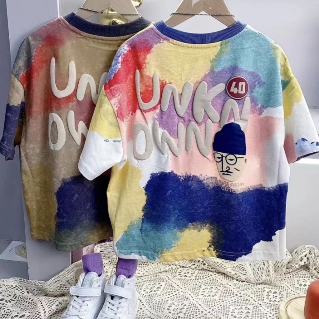 Áo Thun Cotton Tay Ngắn Màu Sắc Tương Phản Thời Trang Mùa Hè Cho Bé