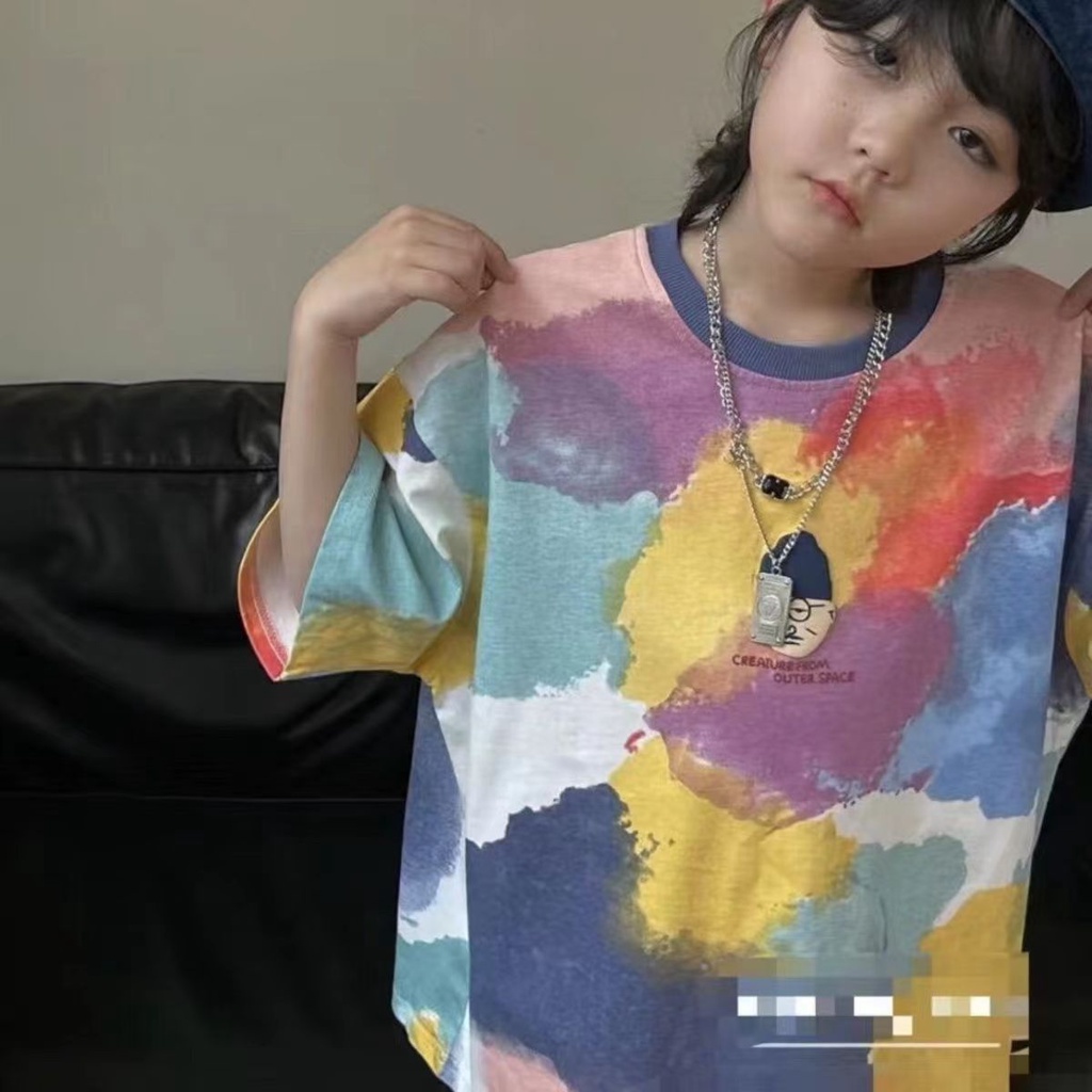 Áo Thun Cotton Tay Ngắn Màu Sắc Tương Phản Thời Trang Mùa Hè Cho Bé