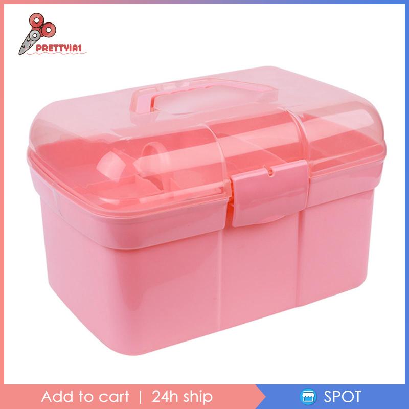 [Prettyia1] Hộp Đựng Dụng Cụ 2 Tầng Có Tay Cầm Di Động Cho Xe Hơi / Phòng Ngủ / Kh