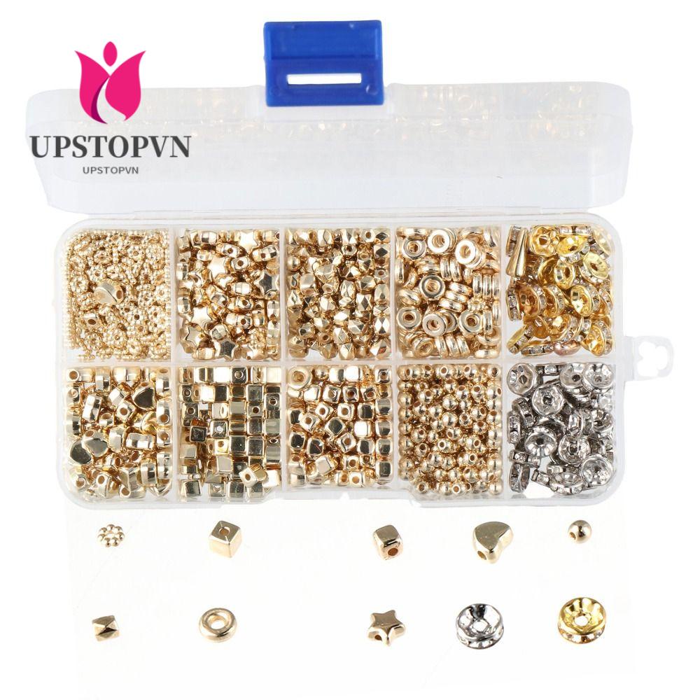 Set 1240 Hạt Xỏ Lỗ Hình Tròn / Trái Tim Dùng Để Làm Đồ Trang Sức Thủ Công