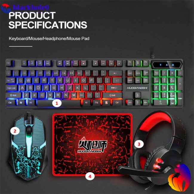 Bộ Bàn Phím + Chuột + Chuột 4 Trong 1 BH G300 Màu Dạ Quang Tiện Dụng Cho Văn Phòng