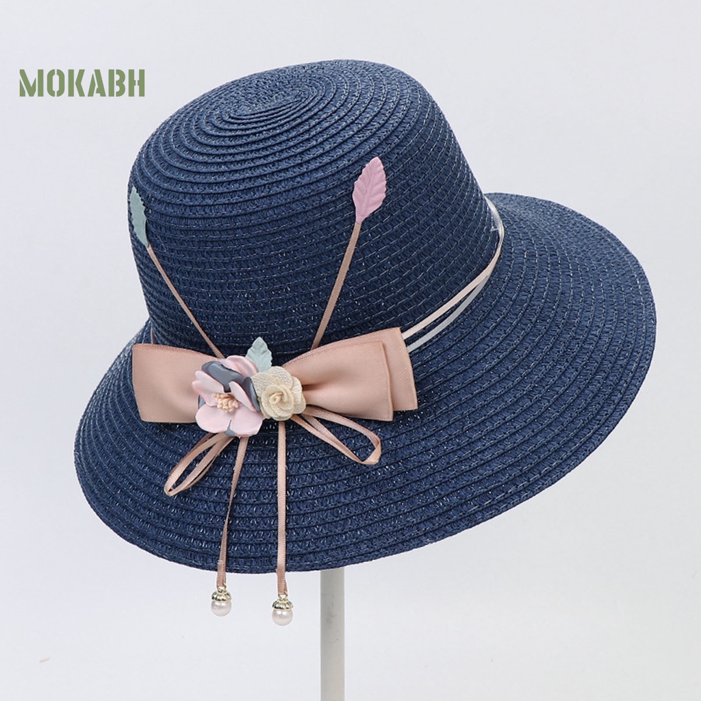 Nón Cối Rộng Vành Phối Ruy Băng Đính Nơ Thời Trang Mùa Hè Cho Nữ