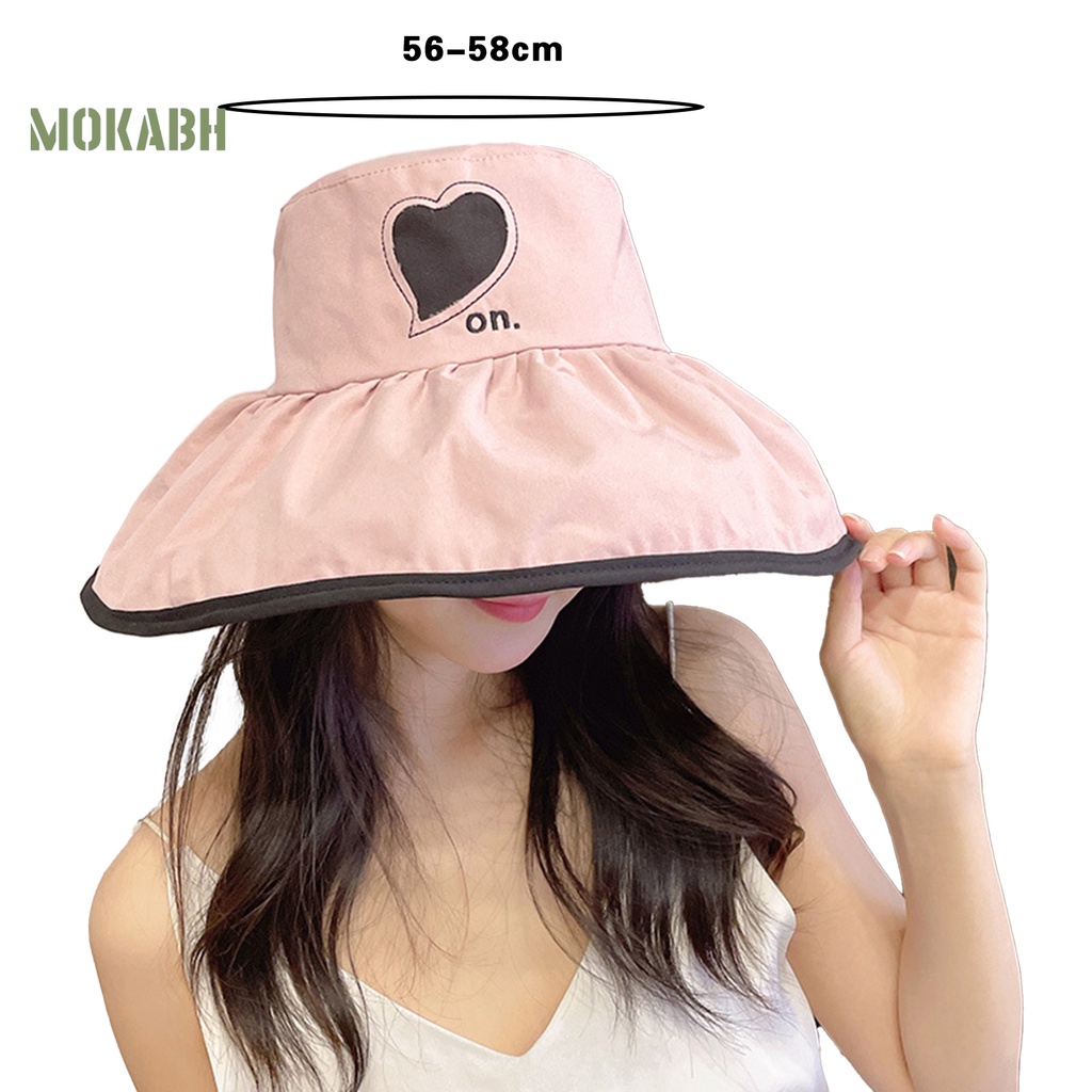 Nón Vành Rộng Chống Nắng Chống Gió Cố Định Trái Tim Màu Sắc Tương Phản Trọng Lượng Nhẹ Dành Cho Nữ