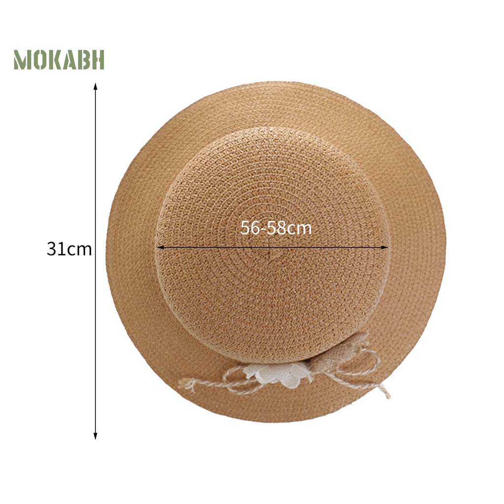 [Mok Abh] Mũ Rơm Chống Gió Thấm Hút Mồ Hôi Đính Hoa Có Thể Gấp Gọn Dùng Ở Ngoài Trời