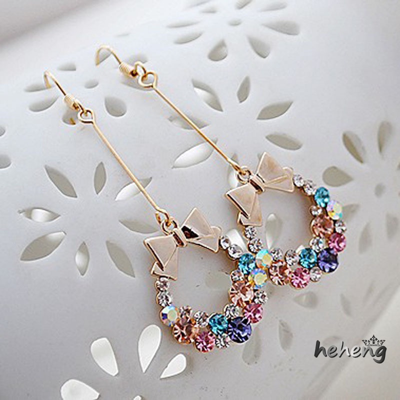 1 Cặp Bông Tai Thời Trang Kiểu Móc Đính Nơ Nhiều Màu Cho Nữ