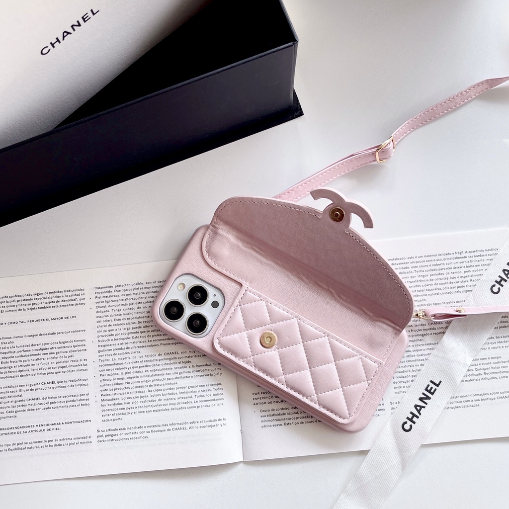 Bao Da Điện Thoại Nắp Lật Kèm Ngăn Đựng Thẻ Đính Kim Cương Màu Hồng Thời Trang Cho Iphone 14 13 12 11 Pro Max 14pro 13pro 12pro