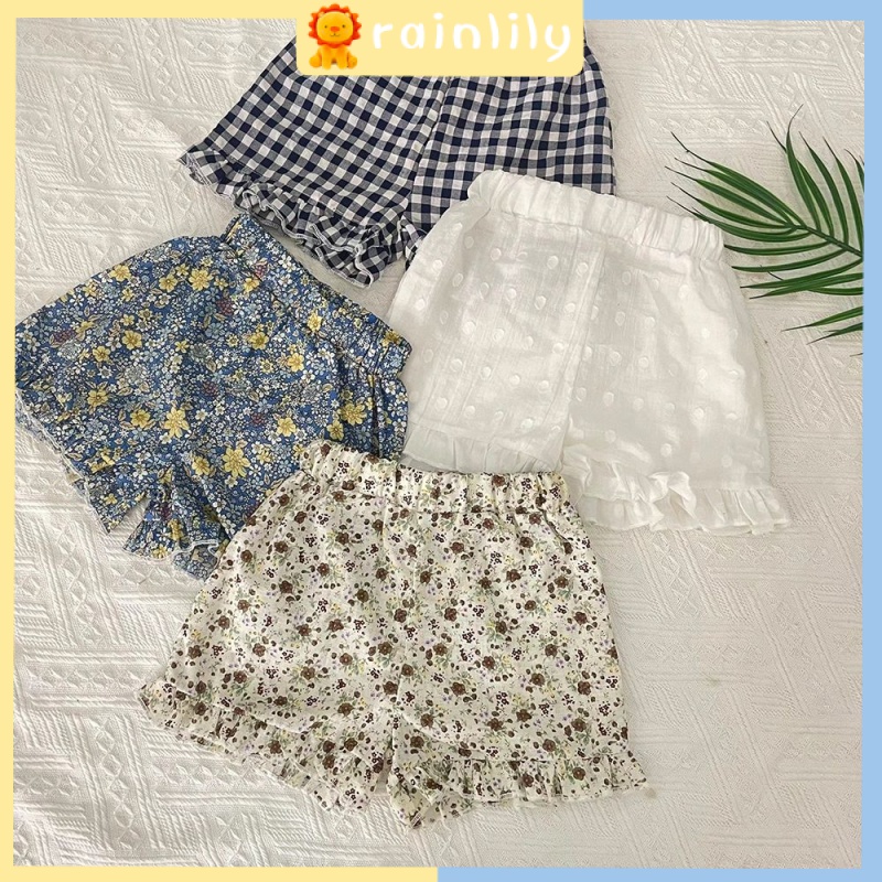 Quần Short Phối Ren Hoa Dễ Thương Thoáng Khí Thời Trang Mùa Hè 2023 Phong Cách Hàn Quốc Cho Bé Gái