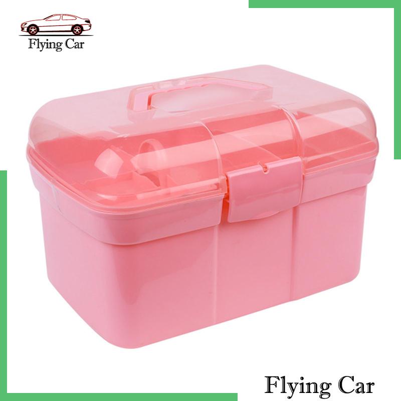 [Lzdjfmy2] Hộp Đựng Dụng Cụ 2 Tầng Có Tay Cầm Nhỏ Gọn Cho Phòng Ngủ / Khách Sạn