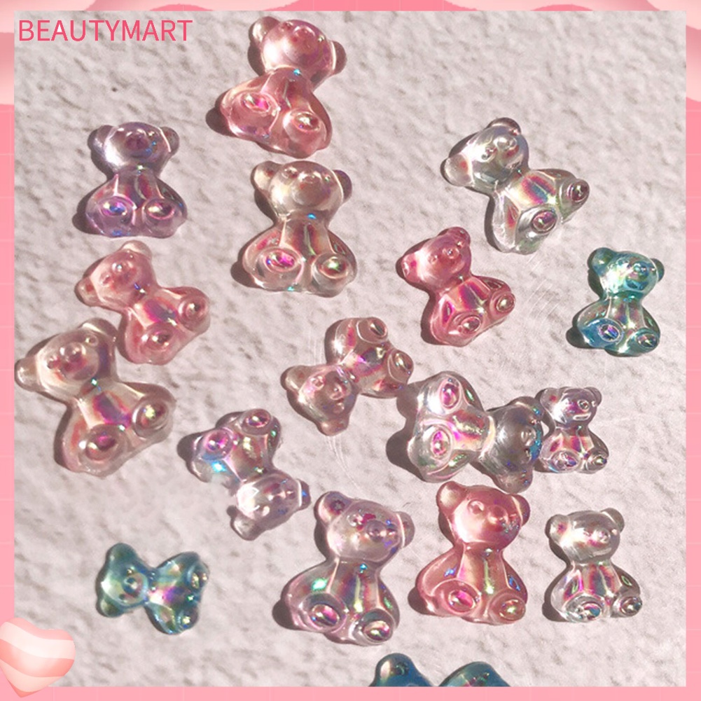 Set 12 Phụ Kiện Trang Trí Móng Tay Nghệ Thuật Hình Gấu 3D Dễ Thương DIY