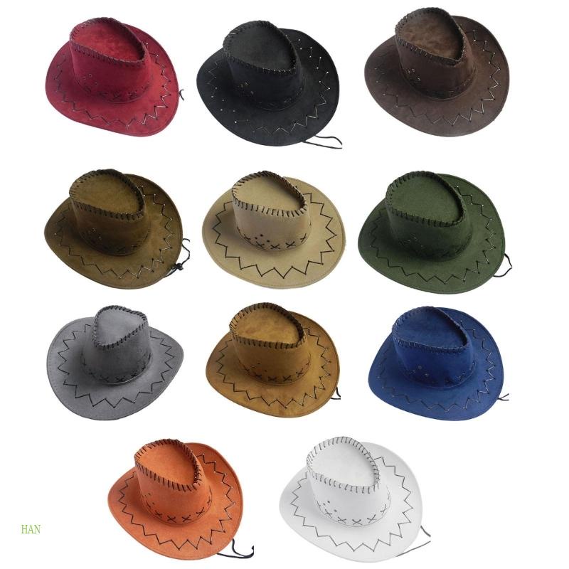 Mũ Cao Bồi Vải Da Lộn Vành Rộng Chống Nắng Thời Trang Mùa Hè Cho Nam