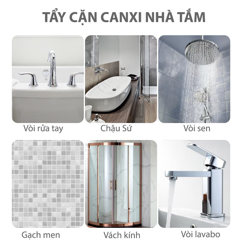 Tẩy cặn canxi inox nhà tắm Kio Cleaner  Kiotool tẩy rửa cặn bám trên vòi sen, vệ sinh vách kính 500 ml