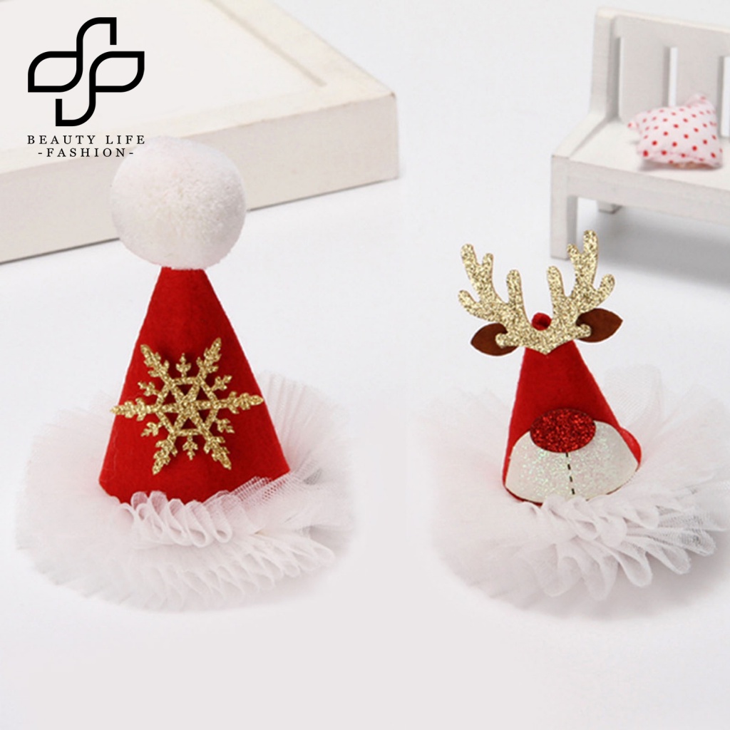 1 Kẹp Tóc Hình Nón Giáng Sinh Lấp Lánh