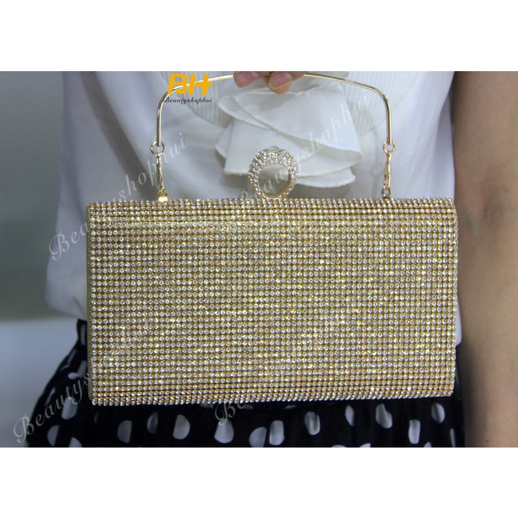 Ví Cầm Tay Đính Đá Hình Vuông Thiết Kế Mới Cao Cấp Thời Trang Dành Cho Nữ