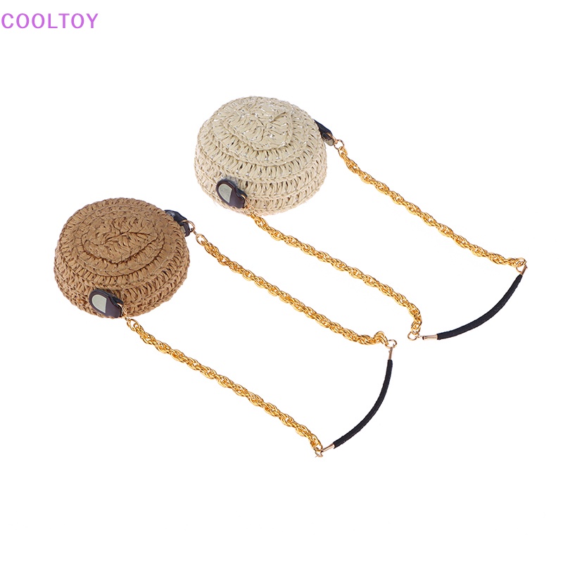 Túi Cói Đeo Chéo Hình Tròn Mini Tỉ Lệ 1 / 12 Cho Búp Bê