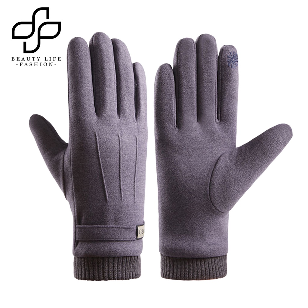 1 Đôi Găng Tay Chống Trượt Vải Bông Dày Mềm Mại Giữ Ấm Mùa Đông Cho Nam