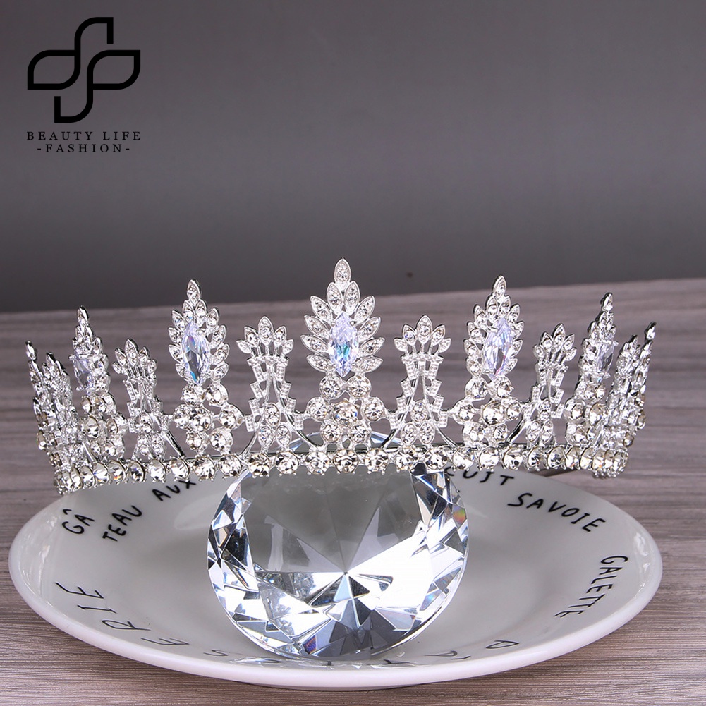 Vương Miện Cài Tóc Đính Đá Zircon Cho Cô Dâu