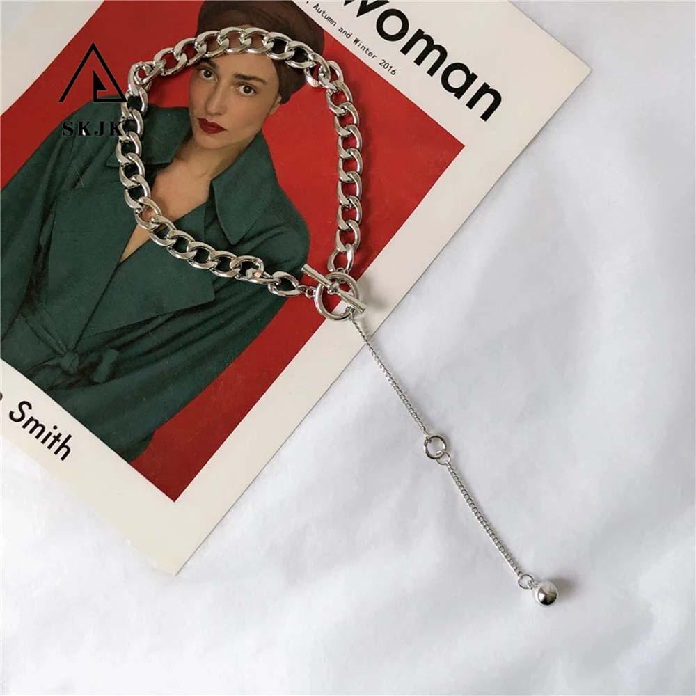 Needway Vòng Cổ Choker OT Khóa Quả Bóng Kim Loại Tua Rua Dày Đơn Giản Cổ Điển Cho Nữ