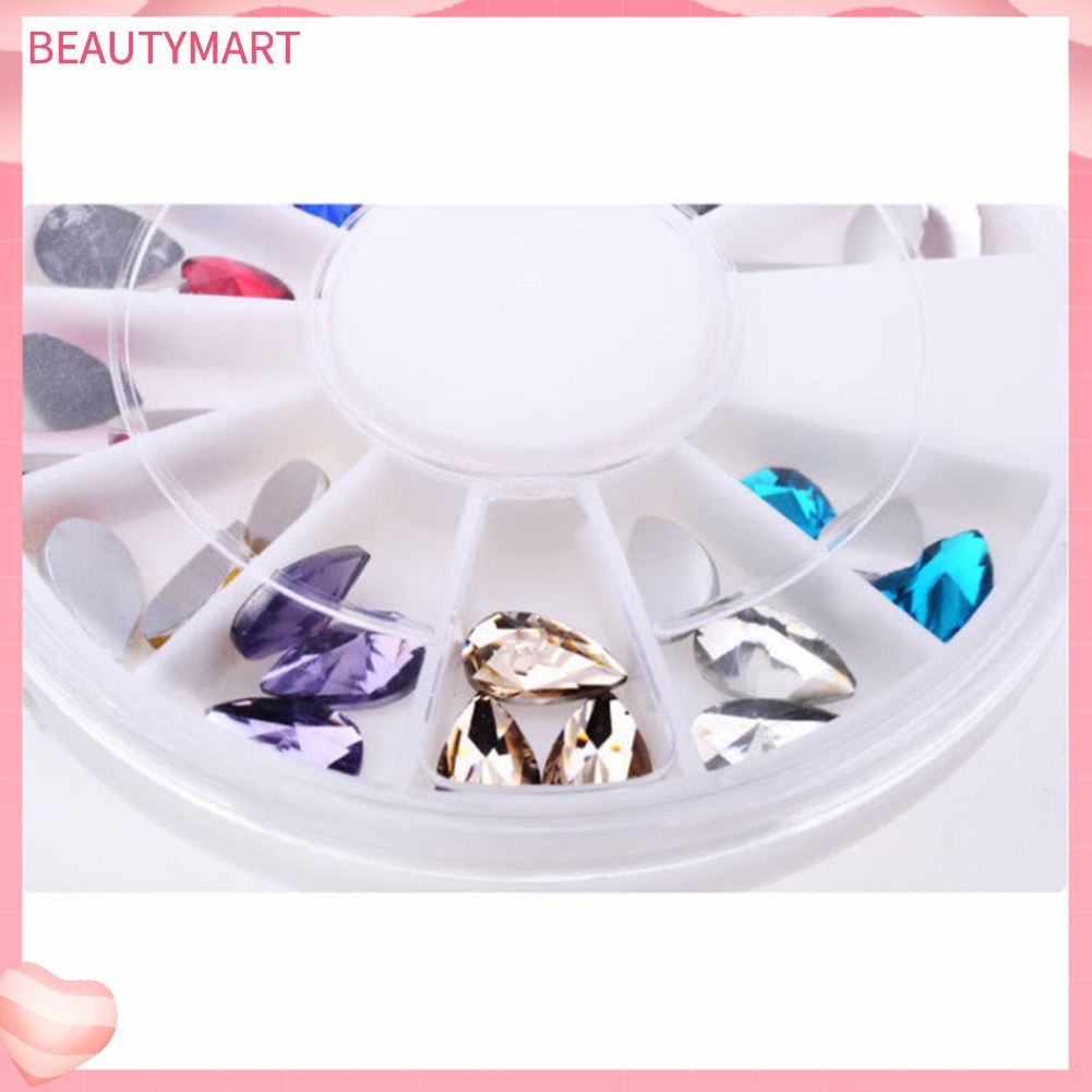 Khay Bánh Xe Đựng Hạt Nhựa Acrylic Hình Giọt Nước 3D Nhiều Màu Sắc Trang Trí Móng Nghệ Thuật DIY