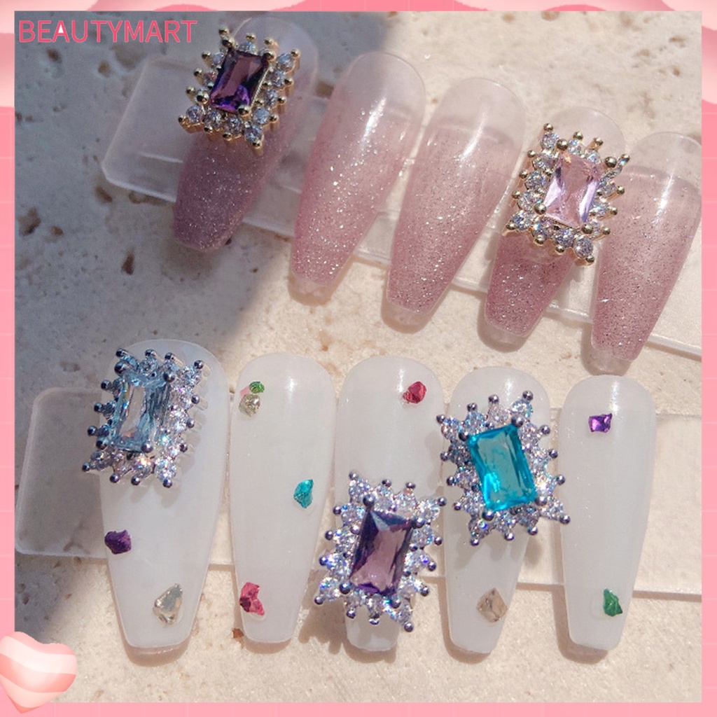 Phụ Kiện Đá Zirconia Hình Vuông Đính Trang Trí Móng Tay