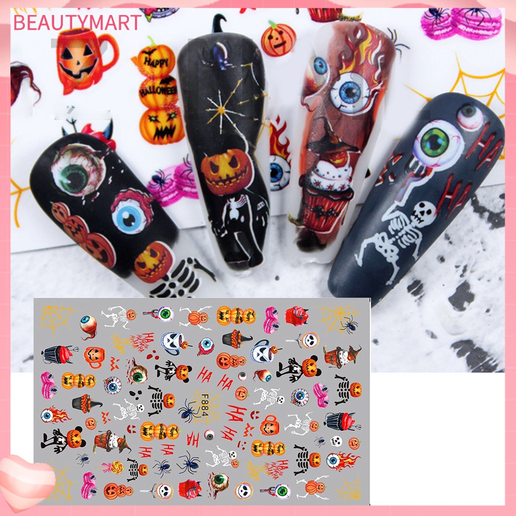 Miếng Dán Trang Trí Móng Tay Tự Dính Không Phai Họa Tiết Halloween