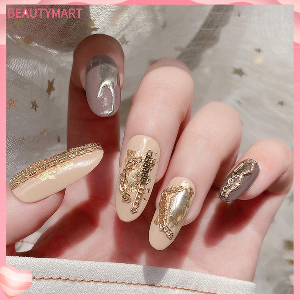 Dây Mắt Xích Màu Vàng / Bạc Lấp Lánh Chống Rơi Trang Trí Móng Tay DIY