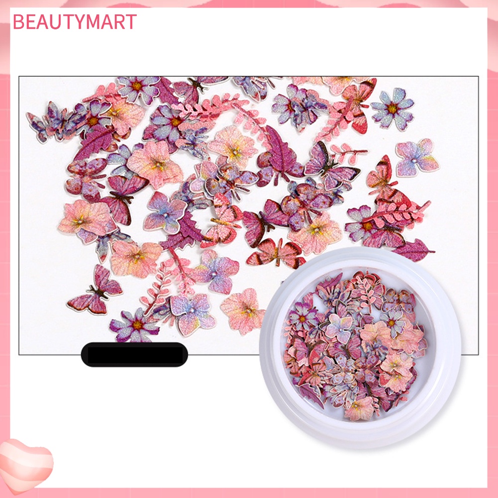 [beautymart] Set 2 Hộp Kim Sa Hình Động Vật Hoa Bướm Côn Trùng Trang Trí Móng Tay