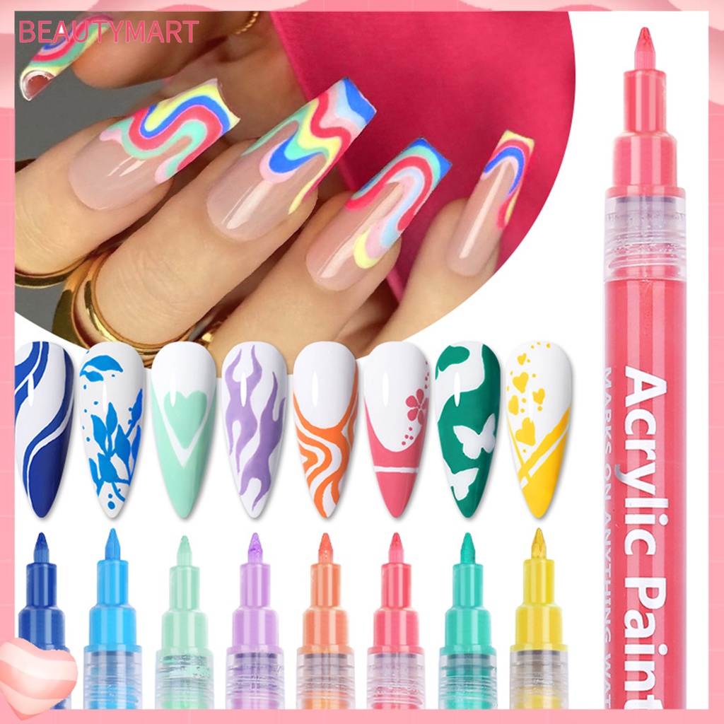 Set 4 Bút Trang Trí Móng Tay 3D Màu Sắc Sống Động Thoải Mái Chống Thấm Nước Có Thể Tái Sử Dụng