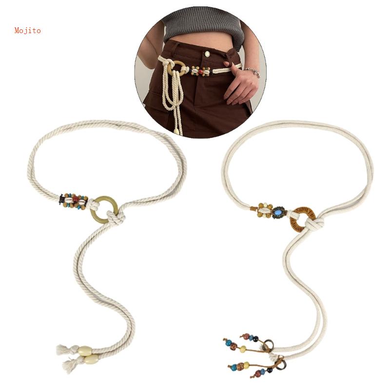 Thắt Lưng Bện Dây Xỏ Hạt Nhiều Màu Sắc Phong Cách Bohemia Cho Nữ