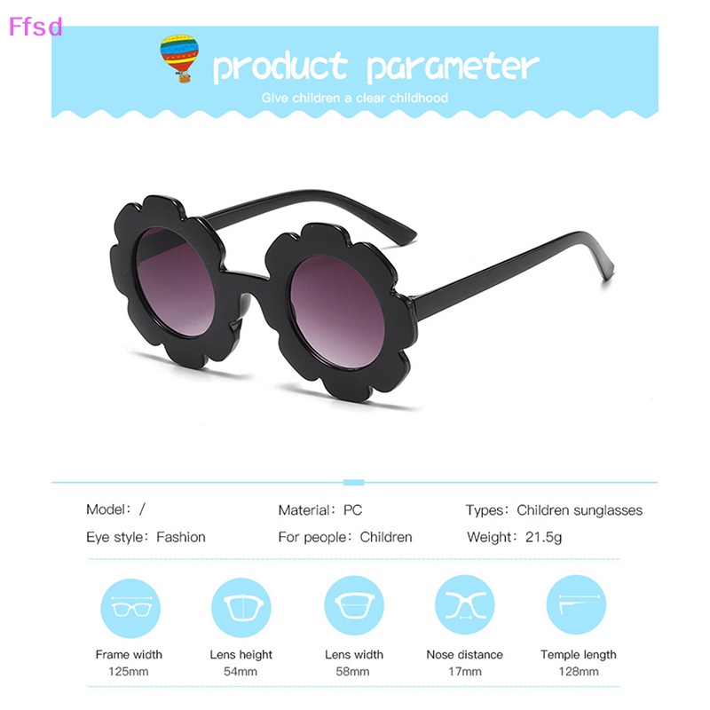 Kính Mát Tròn Chống Tia UV400 Hình Hoa Hướng Dương Dễ Thương Cho Bé