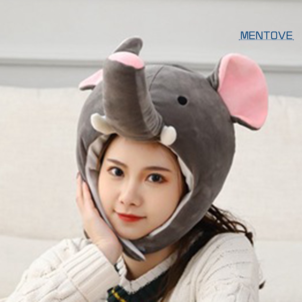 Mũ Trùm Đầu Nhồi Bông Mềm Mại Hình Chú Voi Hoạt Hình Hóa Trang Mùa Đông