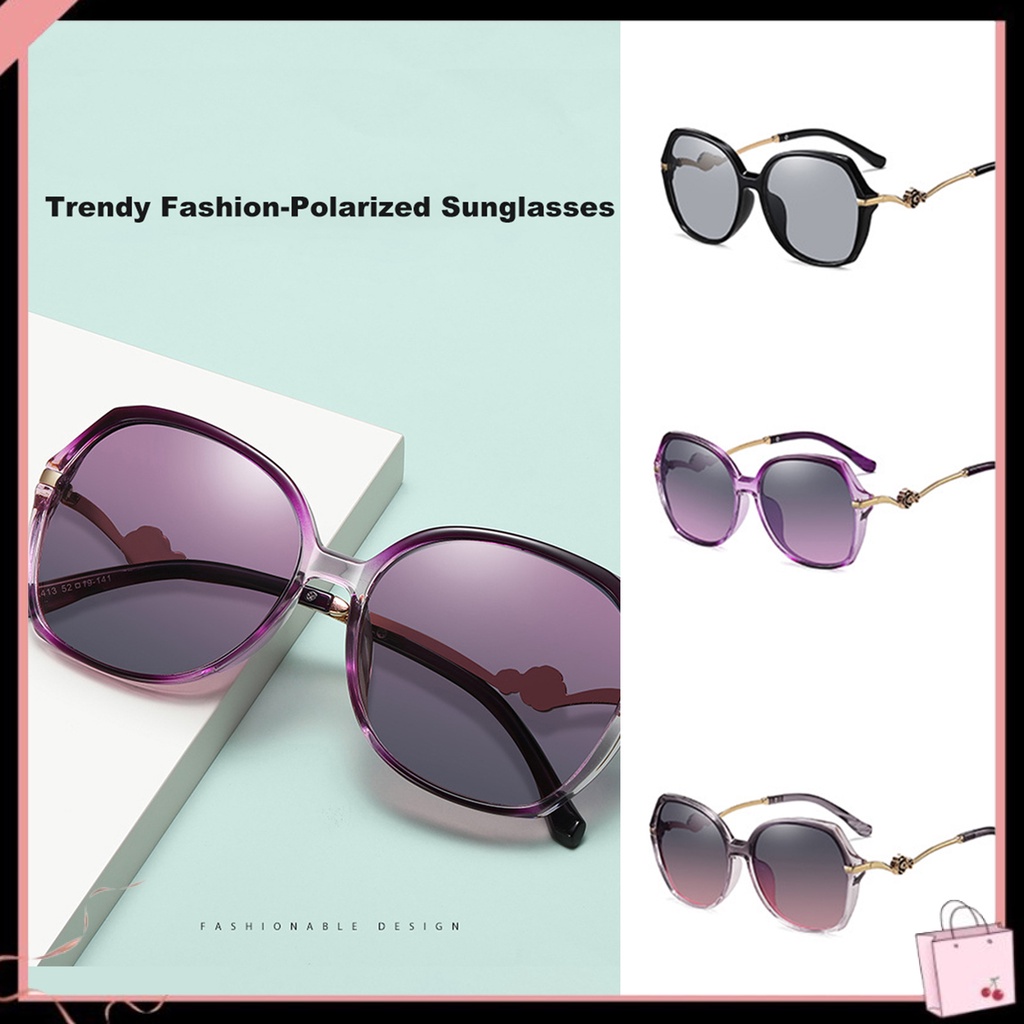 Kính Mát Phân Cực Chống Tia UV Gọng Lớn Không Đổi Màu Cho Nữ