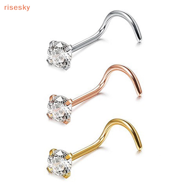 1 Khuyên Mũi Bằng Thép Không Gỉ Đính Pha Lê Thời Trang