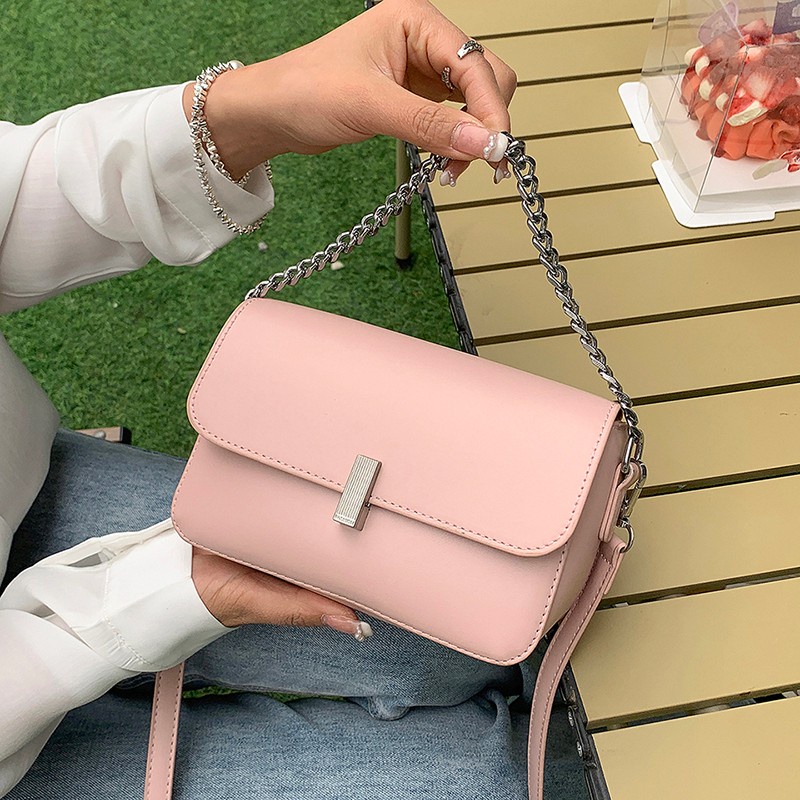 Túi Đeo Vai Hình Vuông Cỡ Nhỏ Phối Dây Đeo Sợi Xích Thời Trang Pháp Cao Cấp Cho Nữ