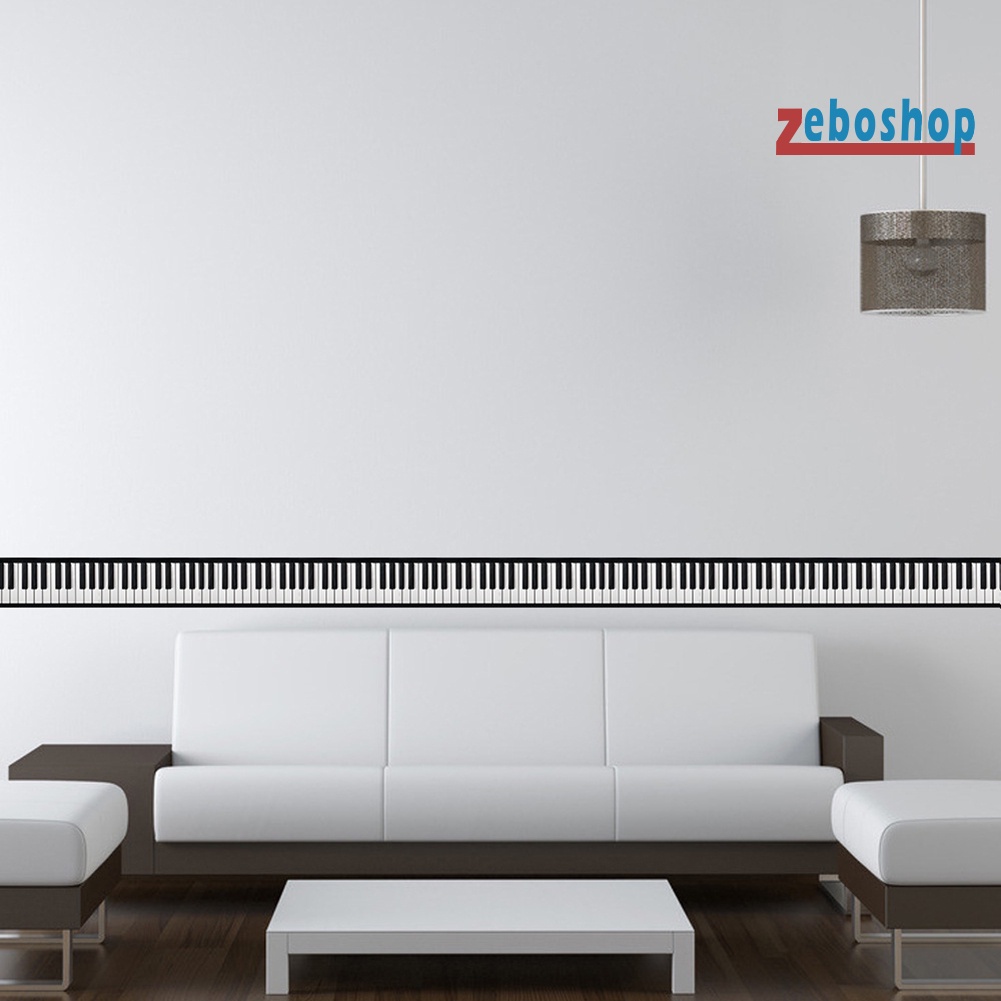 Đề Can 3D 200cm Màu Trắng Đen Hình Phím Đàn Piano Dán Tường Trang Trí