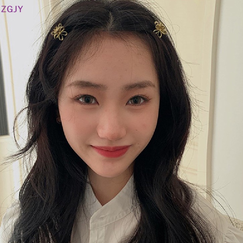 Set 2 Kẹp Tóc Kim Loại Mini Hình Hoa Thời Trang Cho Nữ Mới