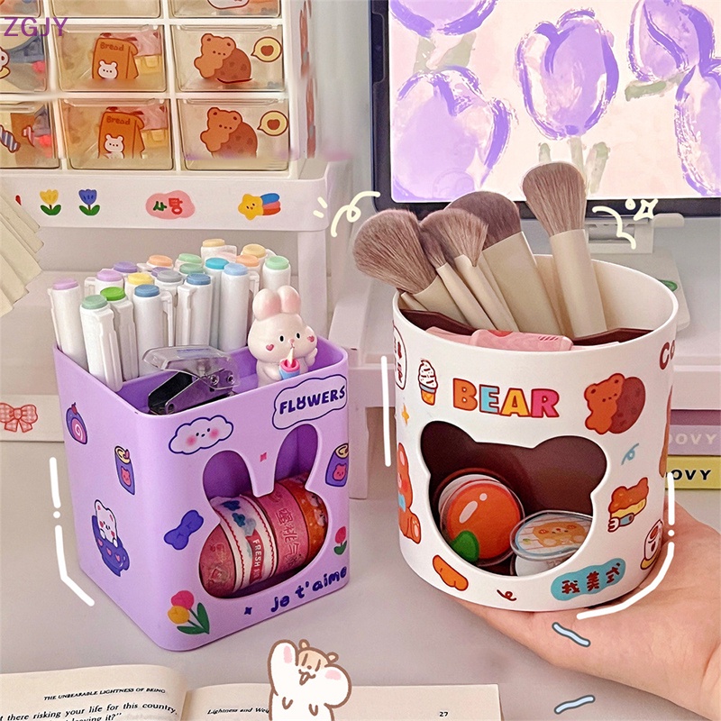 Thùng Rác Để Bàn Mini Bằng Nhựa Hình Gấu / Thỏ Dễ Thương Mới