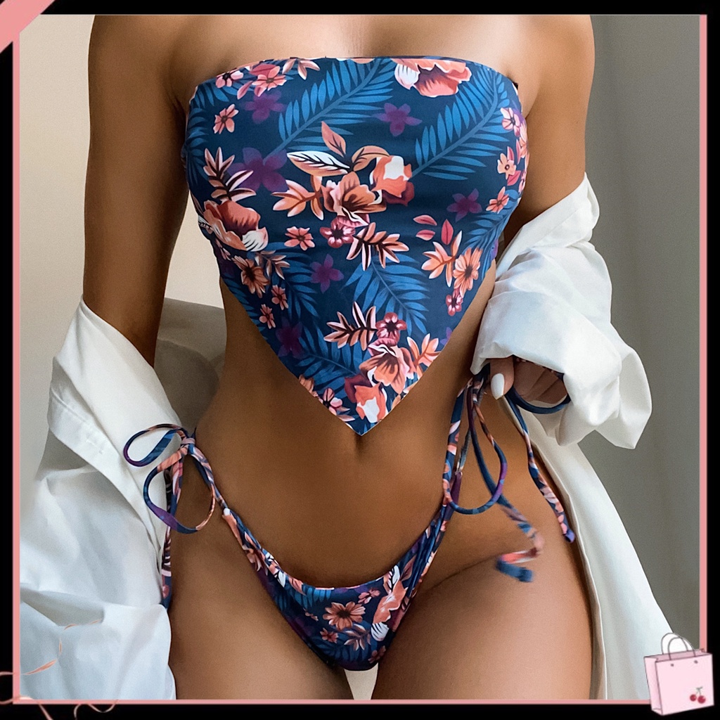 {Soltweter} Bộ Đồ Bơi Bikini Không Dây In Hoa Dây Có Thể Điều Chỉnh Quyến Rũ Cho Hoạt Động Dưới Nước