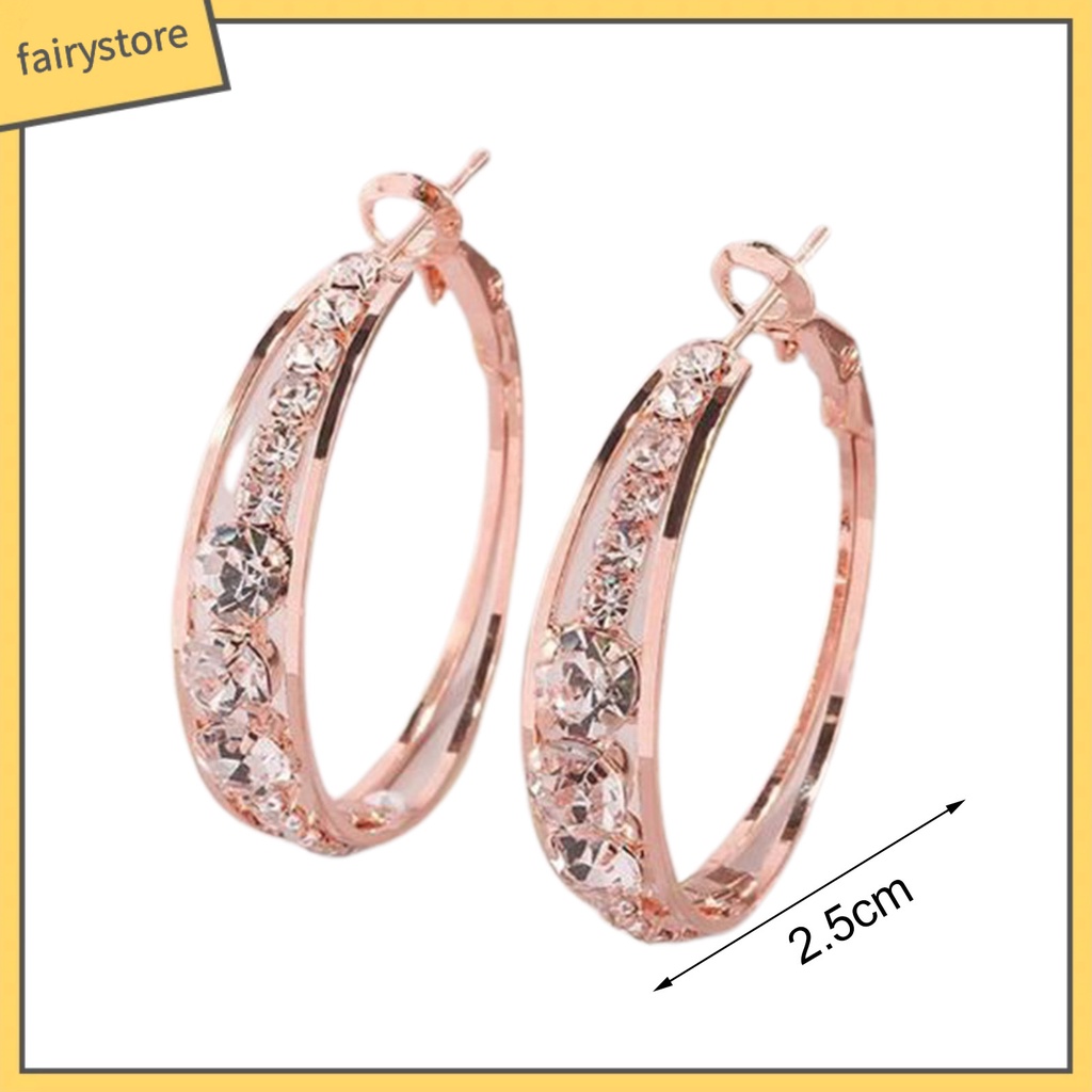 1 Đôi Bông Tai Tròn Đính Đá Thời Trang Dành Cho Nữ