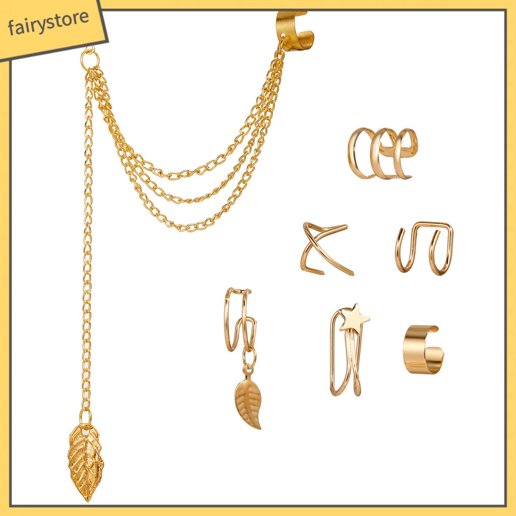 Set 7 Khuyên Tai Hợp Kim Nhỏ Xinh Phong Cách Đường Phố