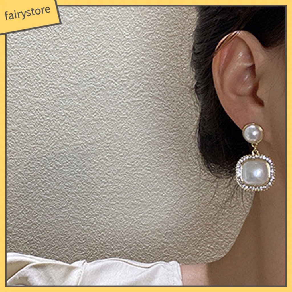 1 Đôi Bông Tai Hình Đám Mây / Trái Tim Đính Đá / Ngọc Trai Giả Thời Trang Dành Cho Nữ