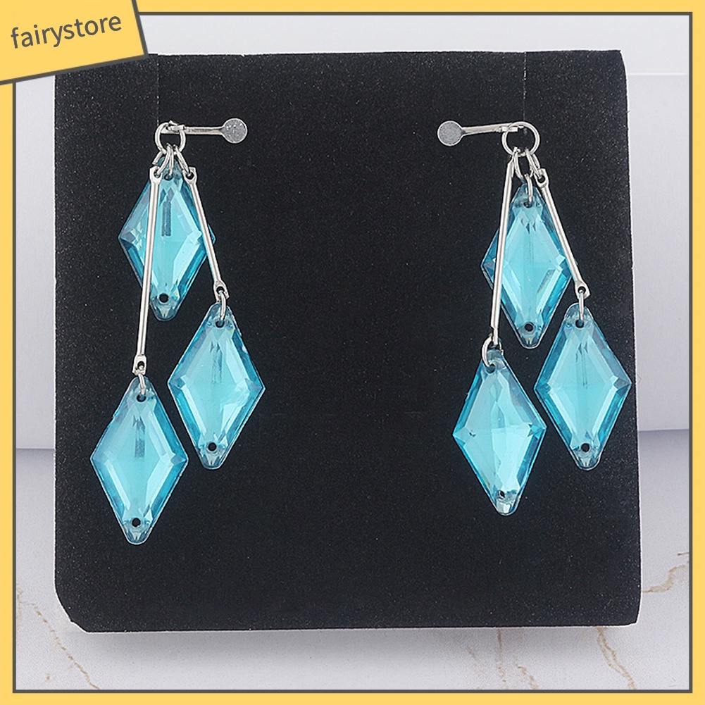 Bông Tai Dạng Kẹp Hình Học Bằng Acrylic Màu Xanh Dương Thời Trang Cho Nữ