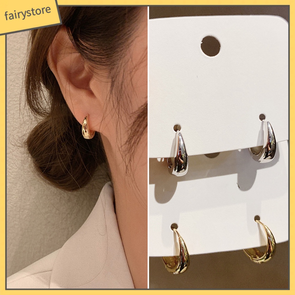 1 Đôi Bông Tai Hình Giọt Nước Dày Mạ Điện Thời Trang Cá Tính