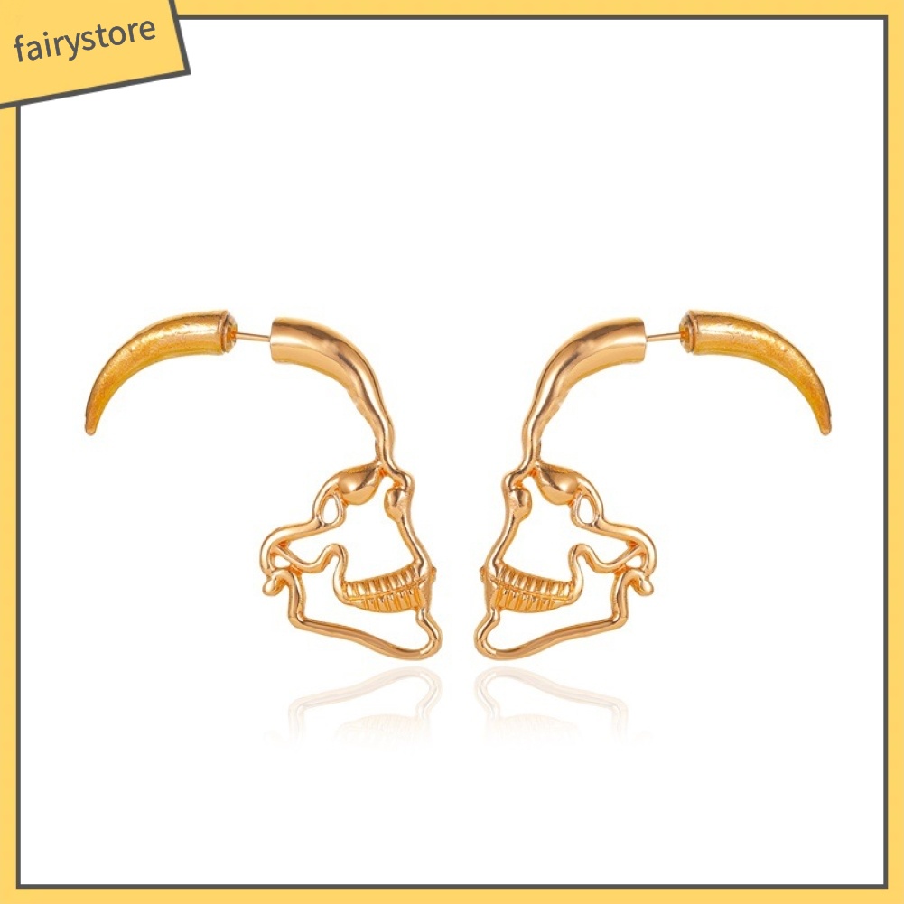 Bông Tai Hình Đầu Lâu Phong Cách Punk Cổ Điển Dành Cho Nữ