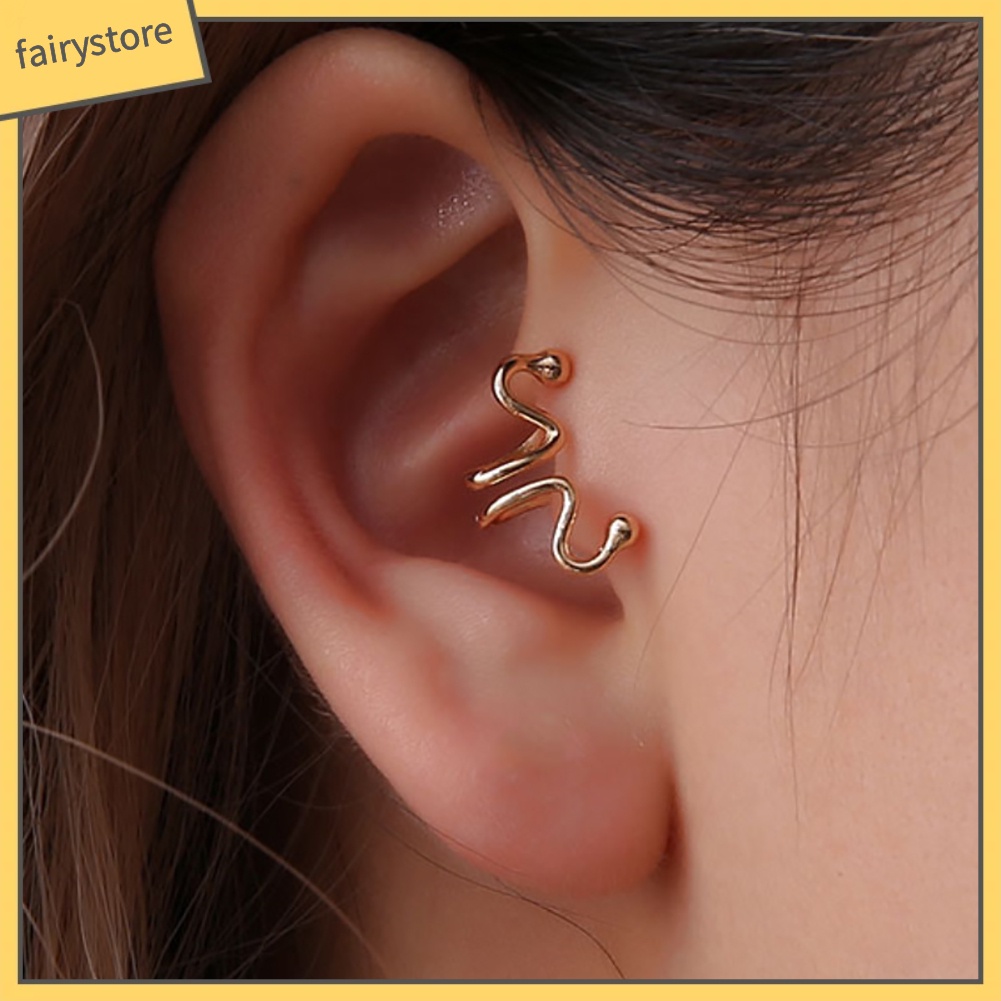 Khuyên Kẹp Vành Tai Không Xỏ Lỗ Kiểu Dáng Hình Học Đơn Giản Dành Cho Nữ